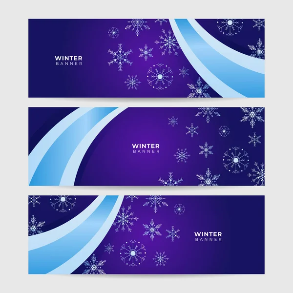 Inverno Fresco Roxo Snowflake Design Banner Modelo — Vetor de Stock