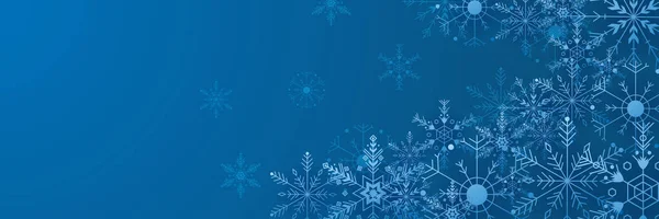 Winter Cool Blue Snowflake Design Template Banner — Stockvektor