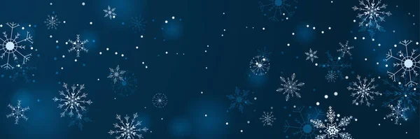 Banner Plantilla Diseño Copo Nieve Azul Oscuro Invierno — Vector de stock