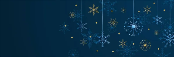 Winter Dark Blue Snowflake Wzór Szablonu Baner — Wektor stockowy