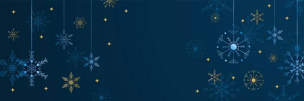 Баннер Шаблон Зимней Тёмно Синей Снежинки — стоковый вектор
