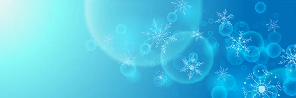 Banner Plantilla Diseño Copo Nieve Azul Fresco Invierno — Vector de stock