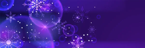 Inverno Fresco Roxo Snowflake Design Banner Modelo — Vetor de Stock