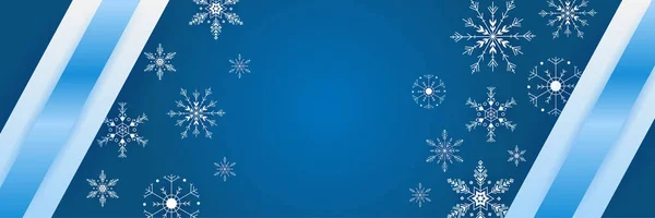 Bannière Modèle Conception Flocon Neige Bleu Frais Enneigé — Image vectorielle