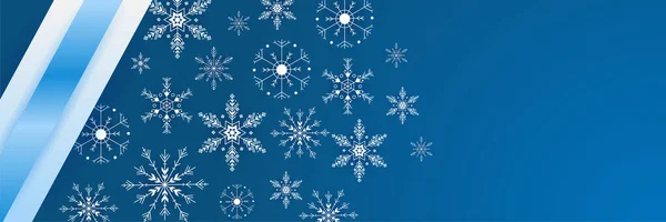 Banner Modello Design Snowy Cool Blue Snowflake — Vettoriale Stock
