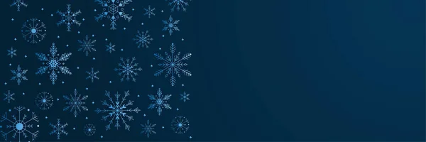 Bandiera Modello Design Snowy Dark Blue Snowflake — Vettoriale Stock