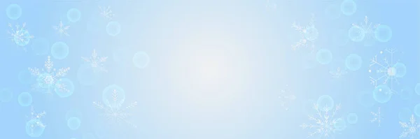 Inverno Sfondo Blu Fiocco Neve Modello Banner — Vettoriale Stock