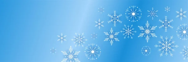 Glänzend Winter Blue Snowflake Design Template Banner — Stockvektor