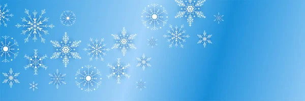 Glänzend Winter Blue Snowflake Design Template Banner — Stockvektor