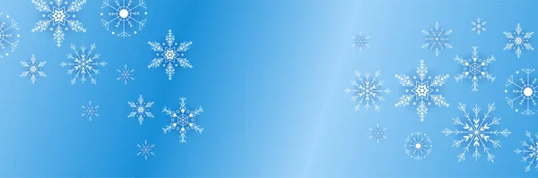 Inverno Brilhante Azul Floco Neve Design Banner Modelo — Vetor de Stock