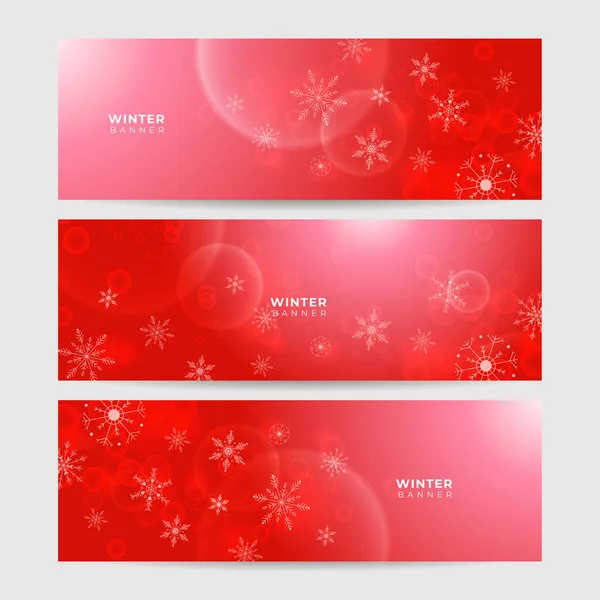 Зимний Холодный Красный Баннер Дизайна Снежинок — стоковый вектор
