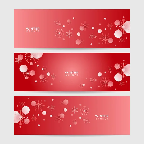 Снежное Рождество Красный Снежинка Дизайн Шаблон Баннер — стоковый вектор