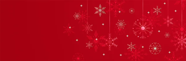 冬季红色雪花设计模板横幅 — 图库矢量图片