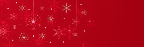 Winter Rote Schneeflocke Design Vorlage Banner — Stockvektor