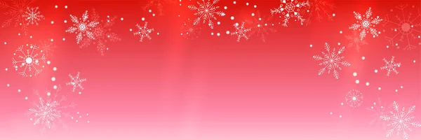 Inverno Fresco Vermelho Snowflake Design Banner Modelo — Vetor de Stock