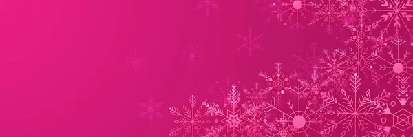 Inverno Fresco Rosa Floco Neve Design Banner Modelo — Vetor de Stock