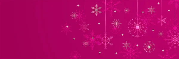 Winter Rosa Schneeflocke Design Vorlage Banner — Stockvektor