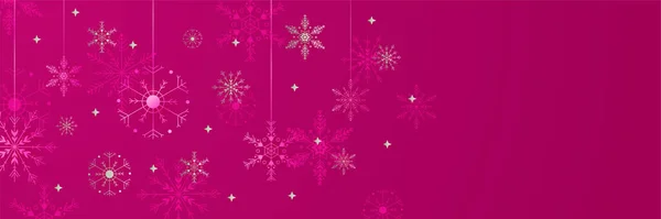 Winter Rosa Schneeflocke Design Vorlage Banner — Stockvektor