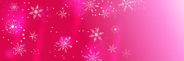 Inverno Fresco Rosa Floco Neve Design Banner Modelo — Vetor de Stock