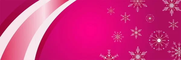Invierno Cool Rosa Banner Plantilla Diseño Copo Nieve — Vector de stock