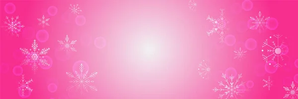 Зимовий Фон Рожевий Шаблон Сніжинки Банер — стоковий вектор