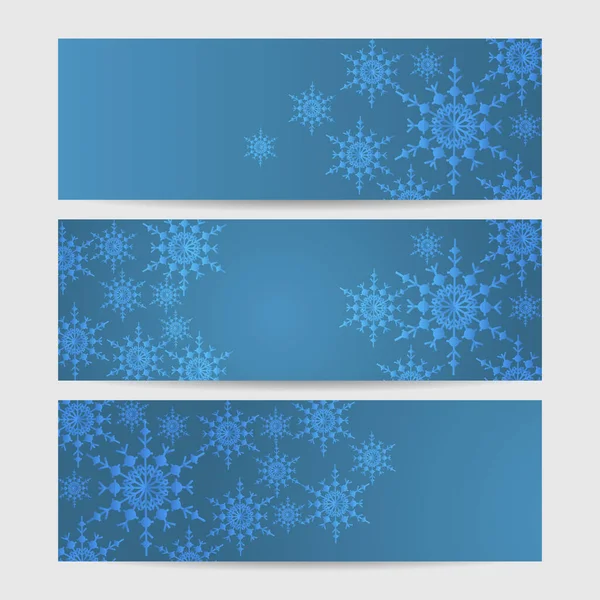 Bannière Modèle Conception Flocon Neige Bleu Hiver — Image vectorielle