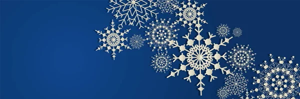 Winter Dark Blue Snowflake Wzór Szablonu Baner — Wektor stockowy