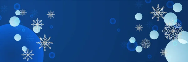 Banner Plantilla Diseño Copo Nieve Azul Invierno — Vector de stock