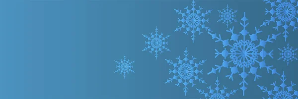 Inverno Azul Floco Neve Design Banner Modelo — Vetor de Stock