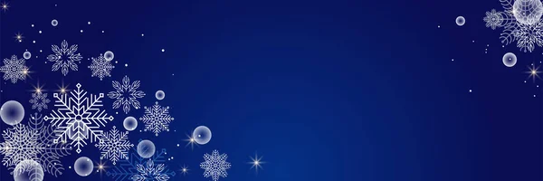 Banner Plantilla Diseño Copo Nieve Azul Marino Invierno — Vector de stock