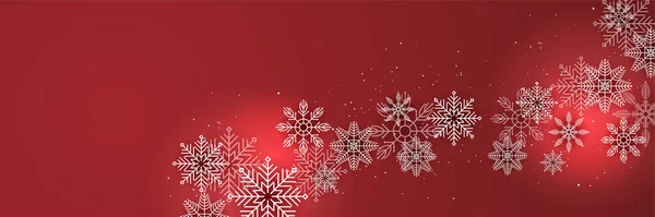 Inverno Vermelho Snowflake Design Banner Modelo —  Vetores de Stock