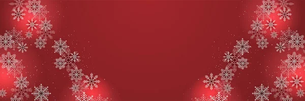 Inverno Rosso Fiocco Neve Modello Banner — Vettoriale Stock