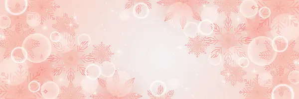 Pêssego Inverno Macio Snowflake Design Banner Modelo — Vetor de Stock