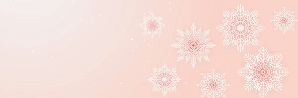 Який Зимовий Персик Сніжинка Шаблон Банер — стоковий вектор