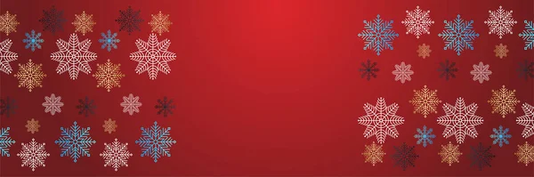Invierno Rojo Copo Nieve Plantilla Diseño Banner — Vector de stock