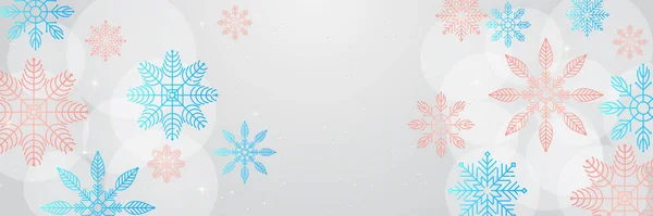 Snövit Snöflinga Design Mall Banner — Stock vektor