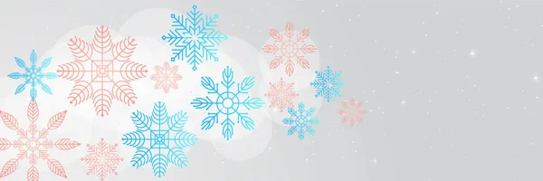 Banner Plantilla Diseño Snowflake Blanco Claro Nevado — Vector de stock