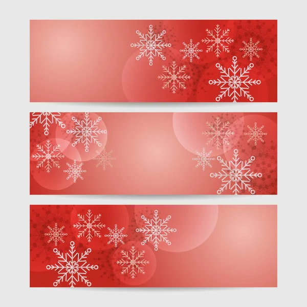 Bannière Modèle Conception Flocon Neige Rouge Froid Hiver — Image vectorielle