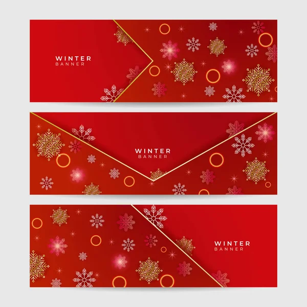 Winter Dark Blue Snowflake Design Template Banner — Stock Vector