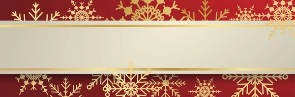 雅致的冬季红金雪花设计模板横幅 — 图库矢量图片