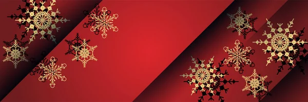 Elegancki Zimowy Czerwony Złoty Szablon Snowflake Design Banner — Wektor stockowy