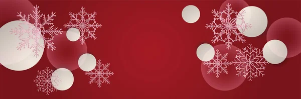 Χιονόμπαλες Κόκκινο Snowflake Σχεδιασμό Πρότυπο Banner — Διανυσματικό Αρχείο