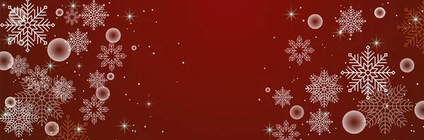 Invierno Rojo Oscuro Copo Nieve Plantilla Diseño Banner — Vector de stock