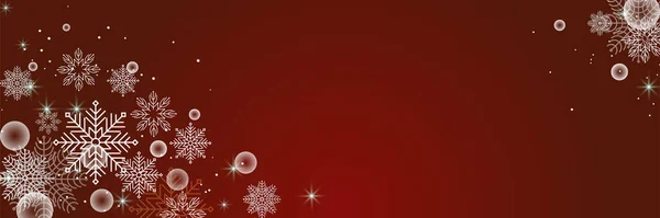 Invierno Rojo Oscuro Copo Nieve Plantilla Diseño Banner — Vector de stock