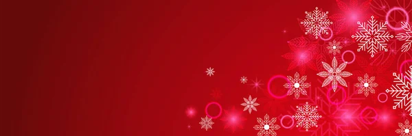 Banner Plantilla Diseño Copo Nieve Rojo Brillante — Vector de stock
