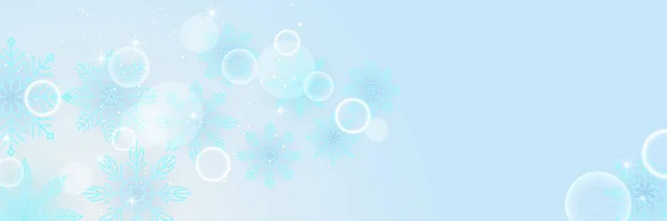 Zacht Winterblauw Sneeuwvlok Ontwerp Sjabloon Banner — Stockvector