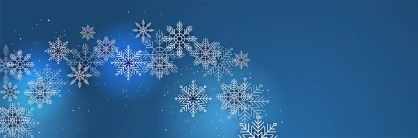 Glänzend Winter Blue Snowflake Design Template Banner — Stockvektor