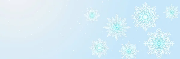 Soft Winter Blue Snowflake Design Template Banner — Stock Vector