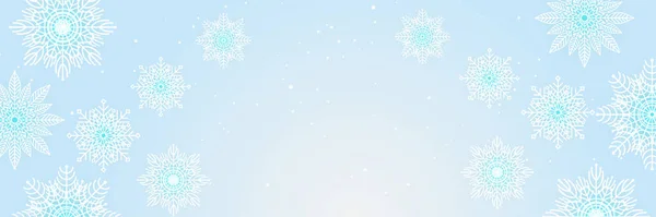 Plantilla Diseño Copo Nieve Azul Invierno Suave Banner — Archivo Imágenes Vectoriales