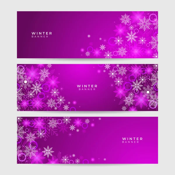 Яркий Снег Фиолетовый Снежинка Дизайн Шаблон Баннер — стоковый вектор